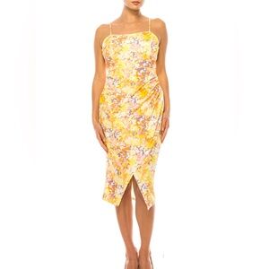 NWT Asymmetrical Yellow Floral Dress